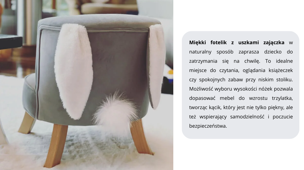 fotelik pluszowy z uszami królika